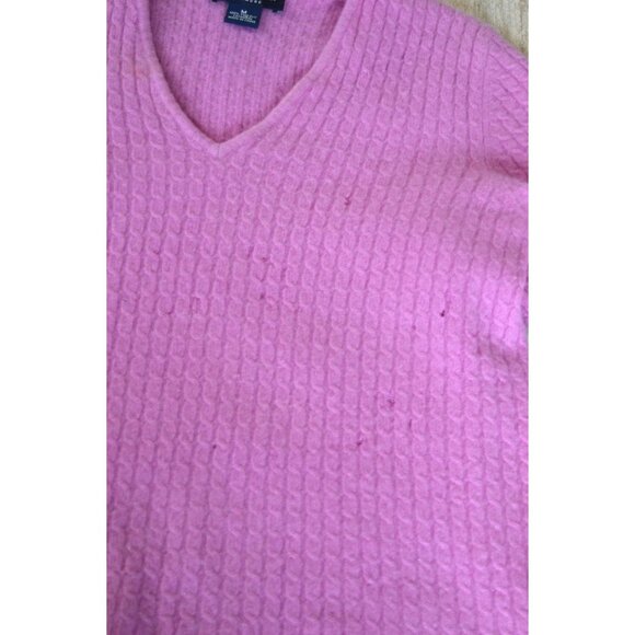 Ann Taylor Cashmere Fuchsia Pink V-Neck Sweater 2 Ply Preppy Womens Size Medium - Picture 5 of 9